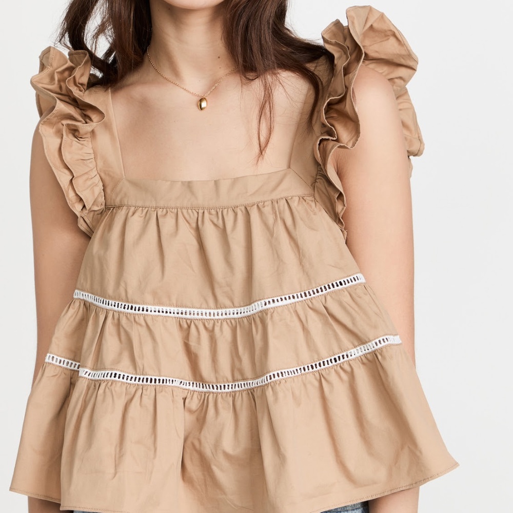 En Saison Edna Flutter Top, Color: Natural, Size: Large